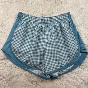 Nike Women's Tempo Running Shorts Lined Gingham Blue White Medium